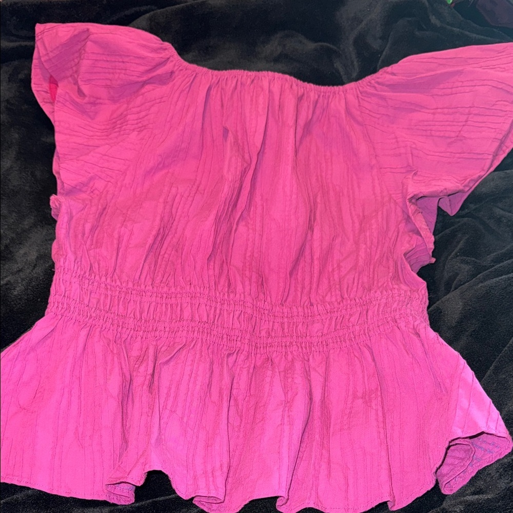 Marie Oliver Lydia Smocked Peplum Top - Fuchsia Sz Med - Picture 12 of 14